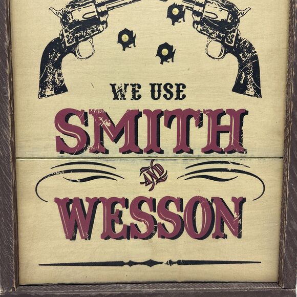 SMITH AND WESSON Wood Sign Framed (14” x 8”) - Picture 5 of 7